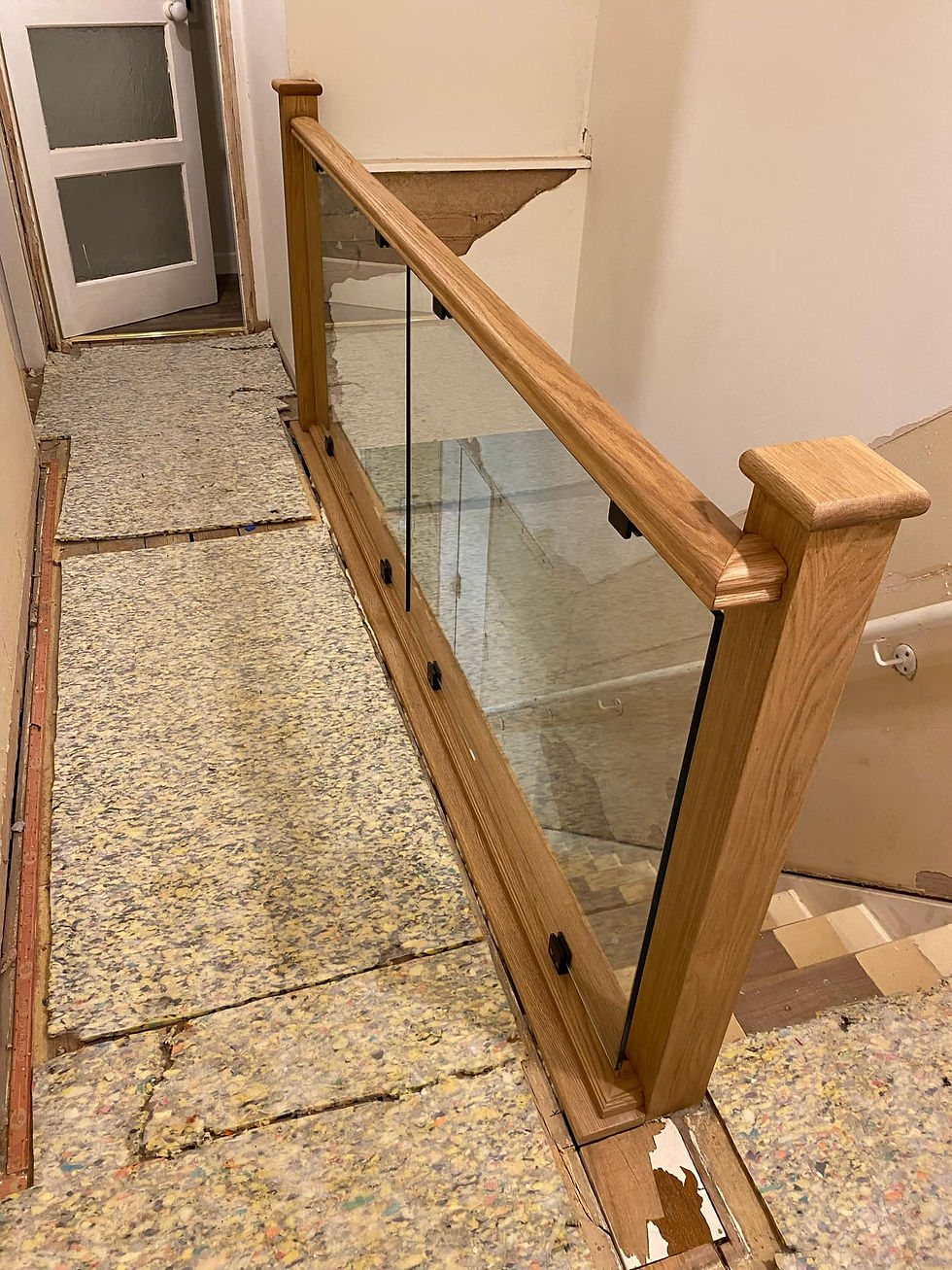 oak and glass banister