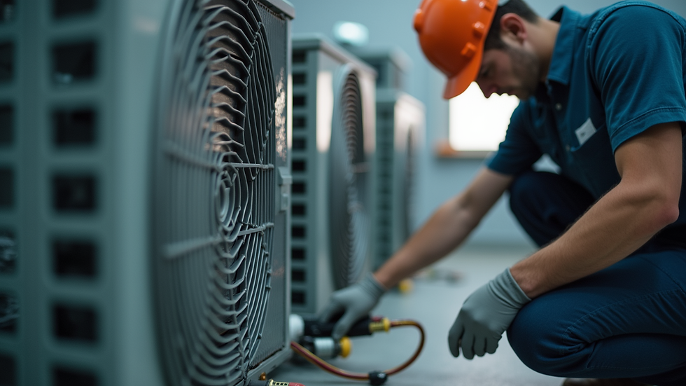 Close-up view of HVAC system components during professional installation