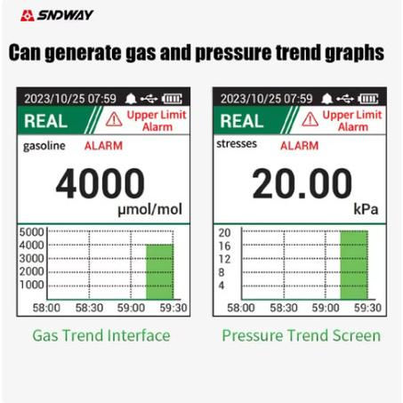 Thumbnail: SNDWAY 2 in 1 Combustible Gas Detector & Air Pressure 0-10000 PPM SW-733GT