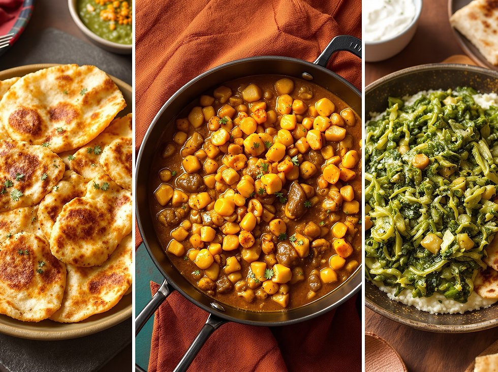 Amritsari kulcha, chole and sarson da saag from Jalandhar
