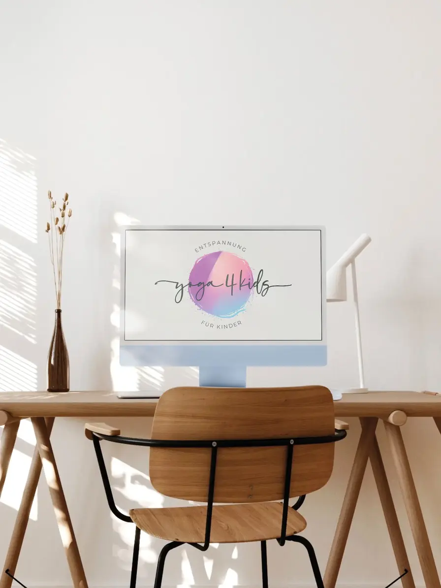 Runde Logo Vorlage Boho Stil – kreatives fertiges Kinder Yoga Logo kaufen und für Branding nutzen