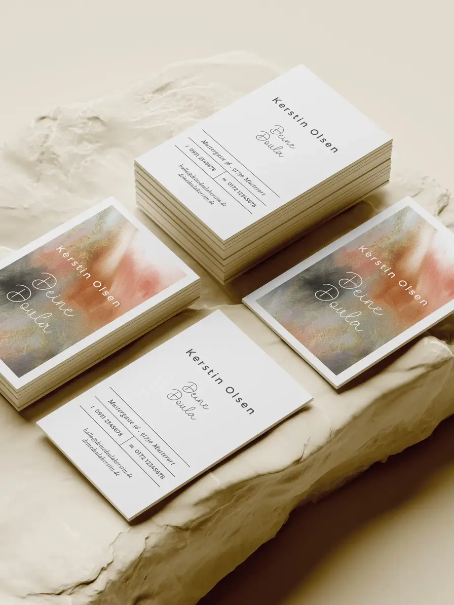Aquarell Visitenkartenvorlage – feminine Business Card Design mit zarten Farbverläufen