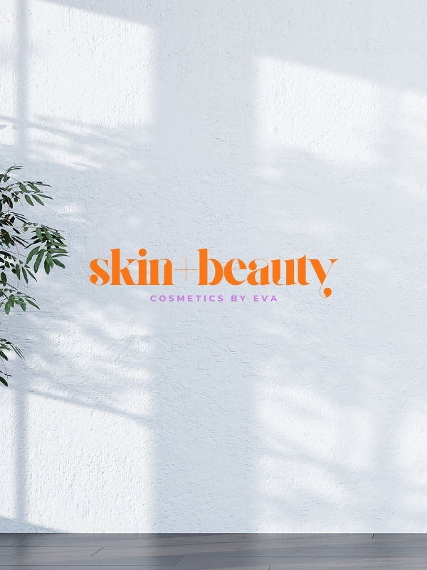 Lebendiges orange Beauty Logo an Wand – energiegeladen und modern