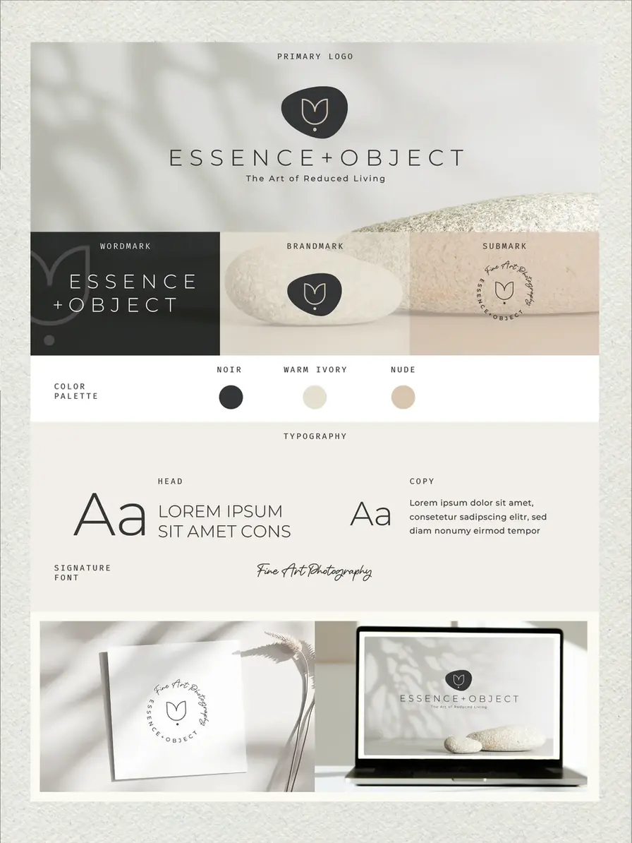 Minimalistisches Logo Branding Kit in Noir und Nude für Fotografie