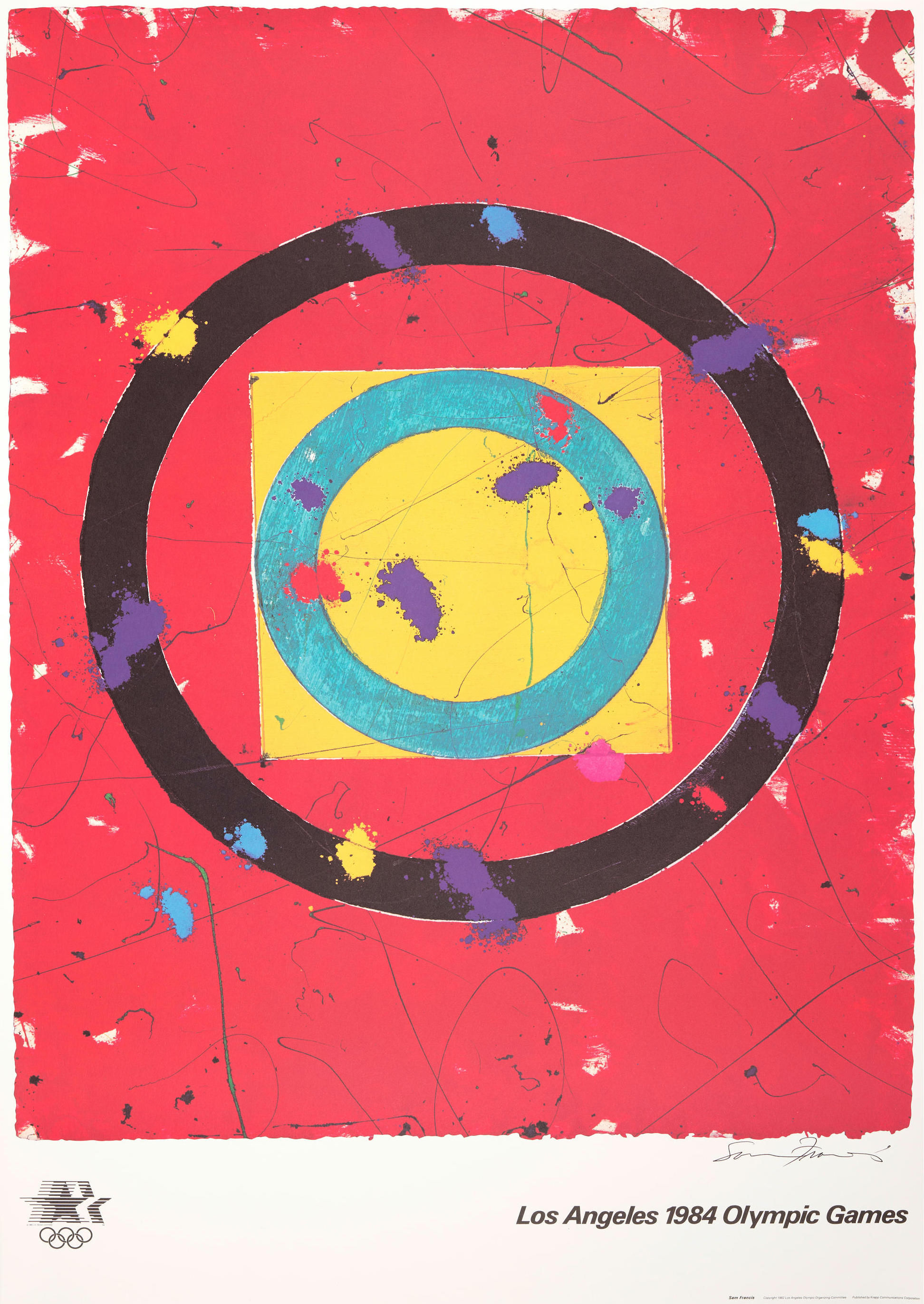 Sam Francis Hand-Signed 1984 Los Angeles Olympic Games Poster