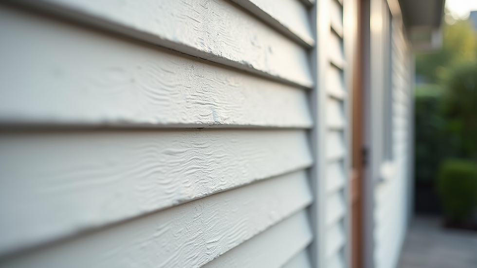 Close-up view of fiber cement siding texture on a residential building