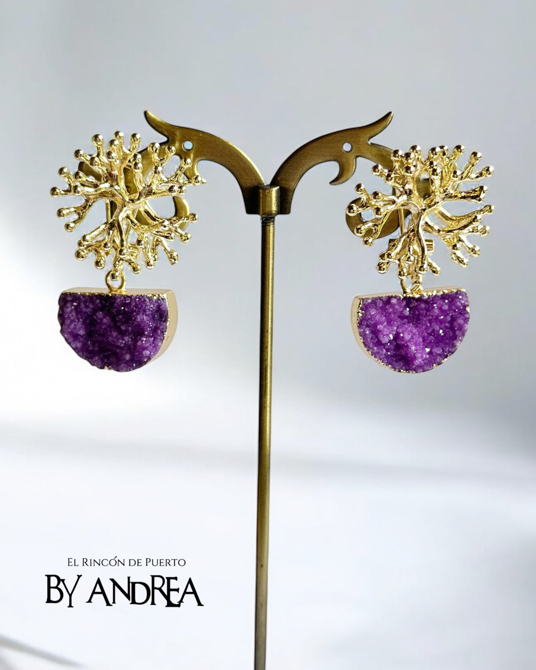 Pendientes Drusas Moradas