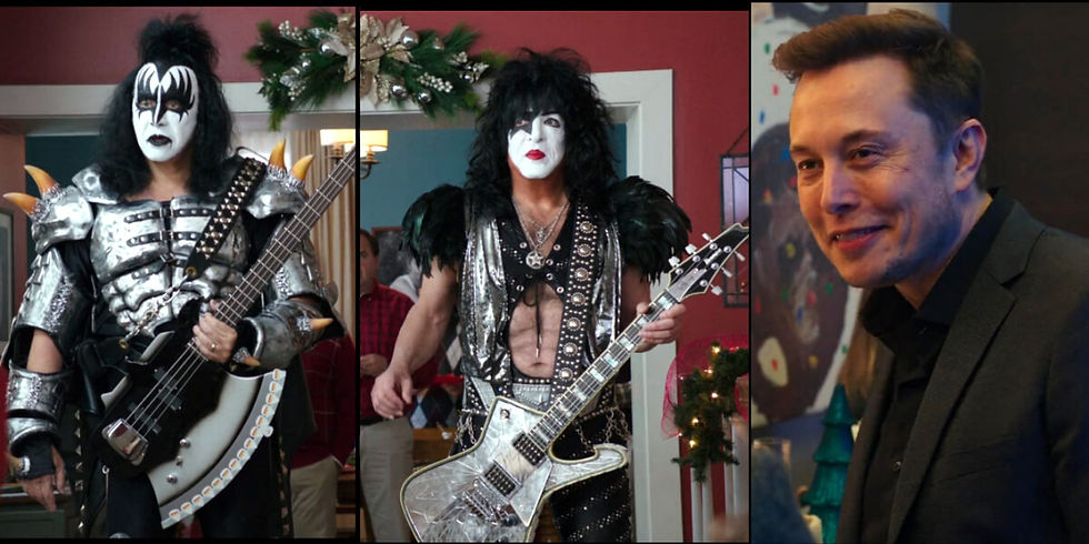 In this image, we can see why him elon musk, and why him kiss band - These are the cameos in Why Him? Christmas film. See more about why him cast elon musk in this detailed why him review