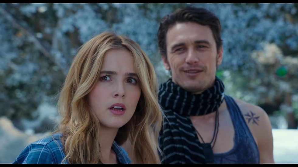 Why Him? Characters & Cast: The Main Leads of Why Him? - Zoey Deutch (Stephanie) & James Franco (Laird) in the hilarious raunchy Christmas movie Why Him? full movie