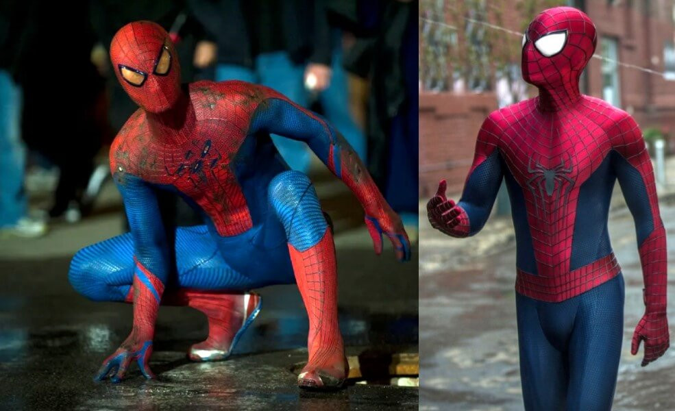 Spider Man suits in movies - This is a collage of all Spider-Man suits in the The Amazing Spider-Man. This spider man suit was worn by Andrew Garfield and this picture depicts both The Amazing Spider-Man suits comparison in high quality (spider man suit realistic).