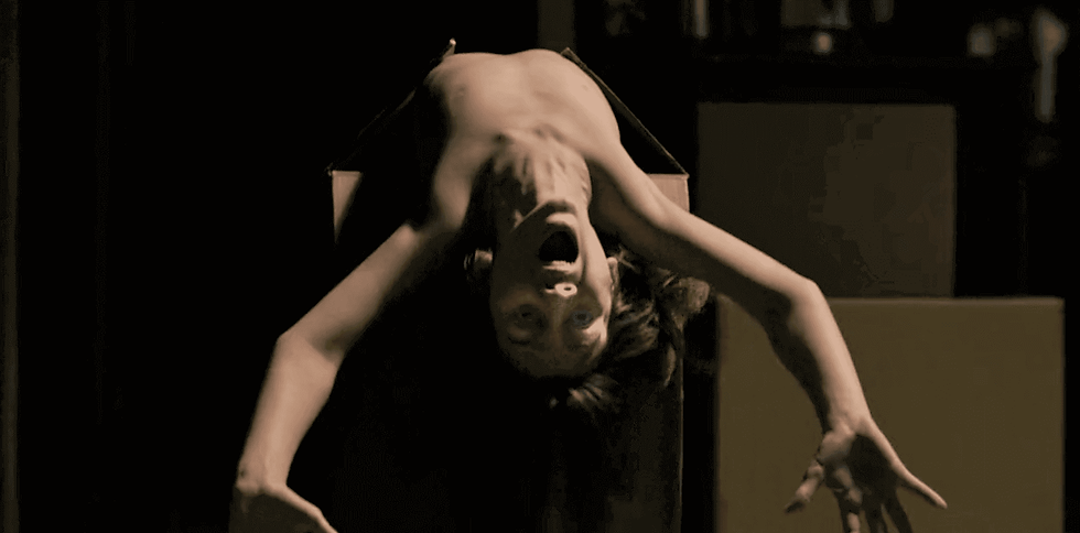 Ellison's son Trevor (Michael Hall D'Addario) has night terror in the movie Sinister. He comes out of the box in the middle of the night which frightens Ellison and Tracy. This was the first jump scare of the movie Sinister.