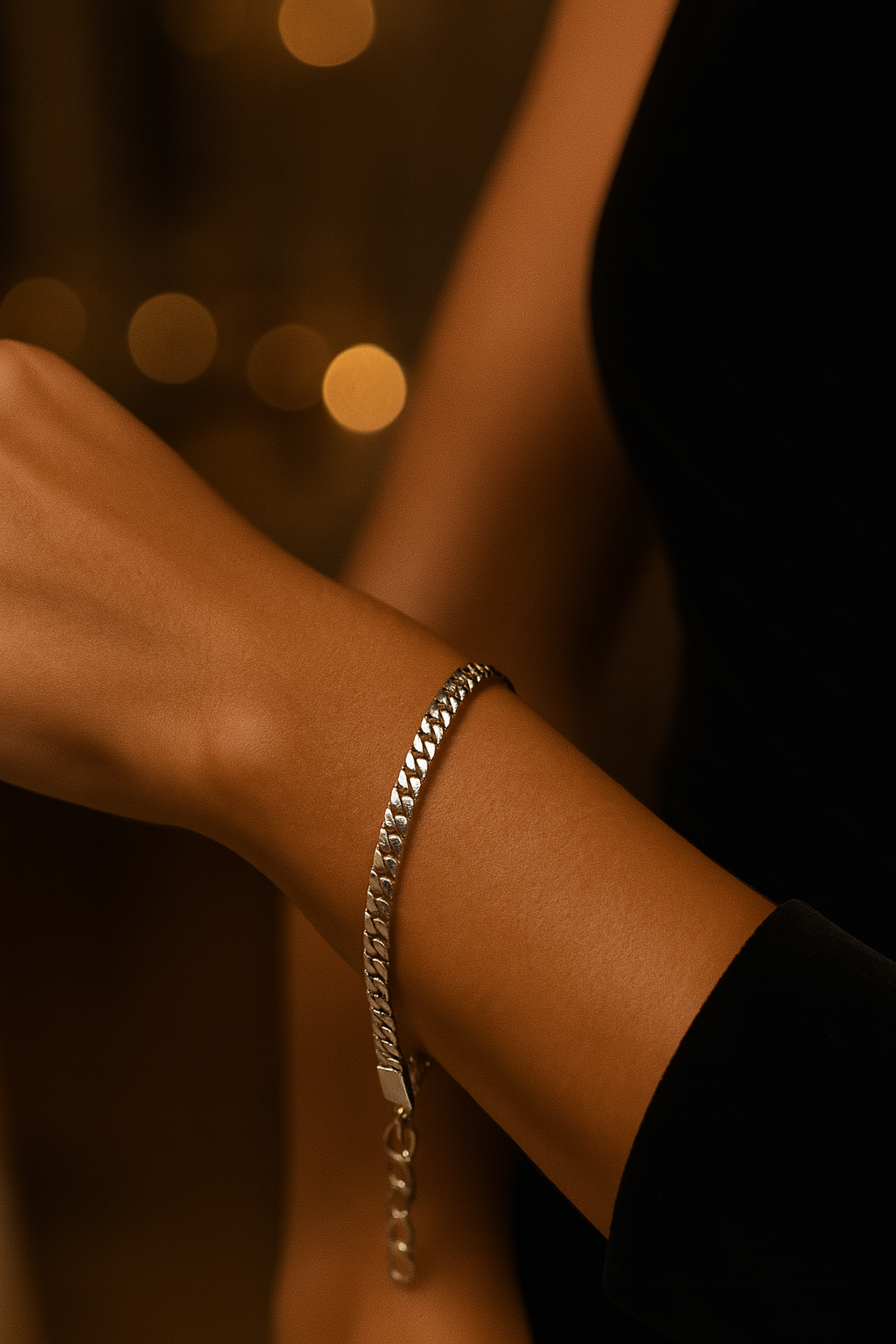 Pulsera electroplata eslabones gruesos pulidos