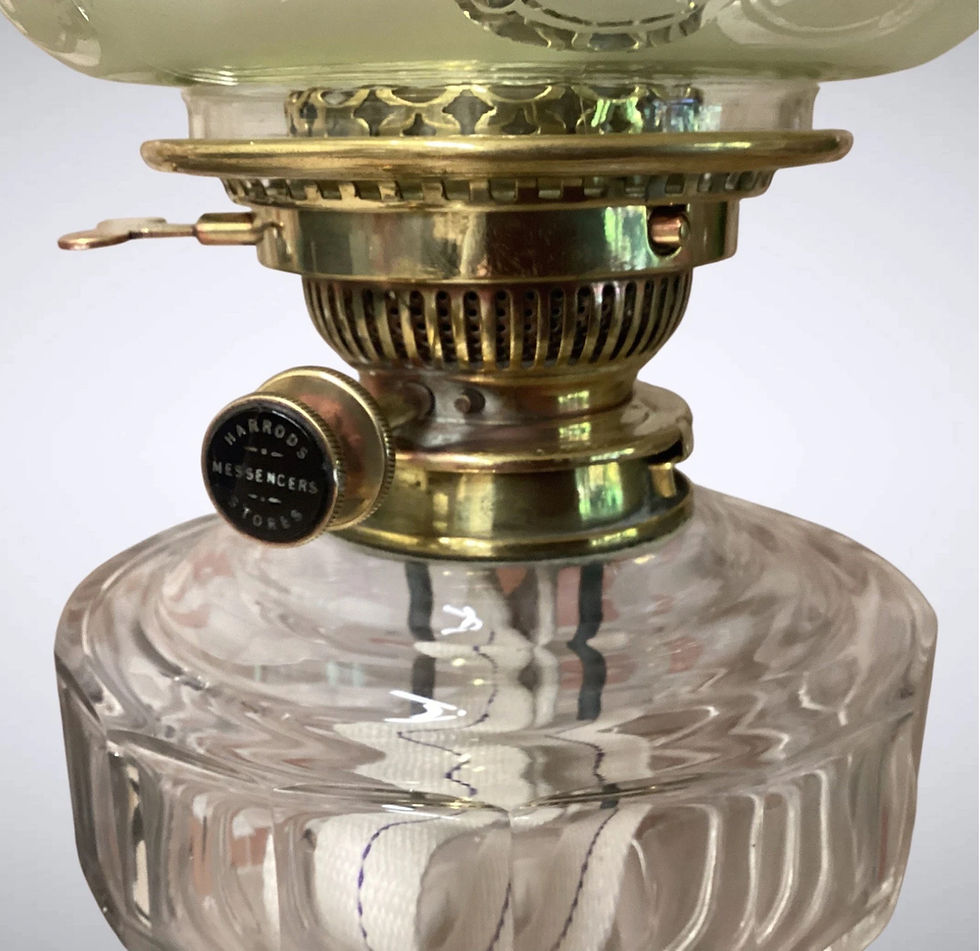 Thumbnail: Antique Oil Lamp Green Shade Messengers For Harrods