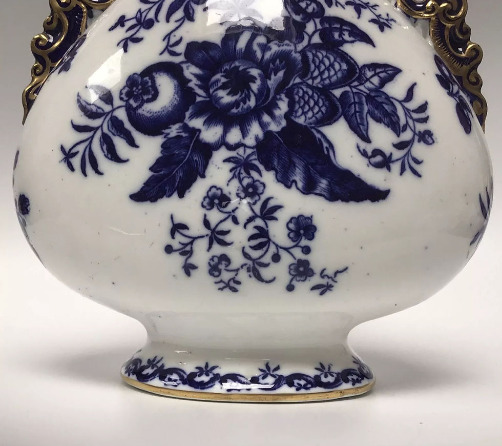 Thumbnail: Coalport/Caughley Blue & White Moon Flask Pinecone Pattern