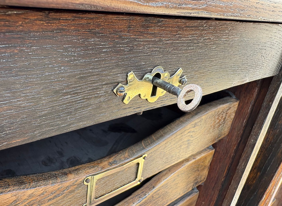 Thumbnail: cPair of Vintage Oak Tambour Filing Cabinets Oak