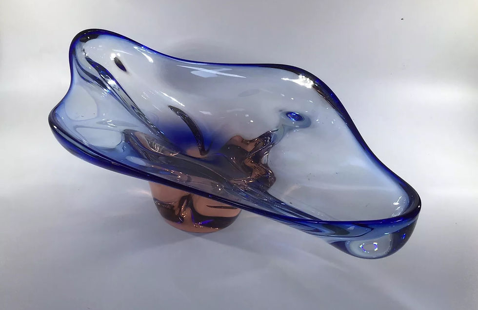 Moser Mstisov Glass Bowl Blue And Salmon