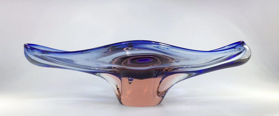 Thumbnail: Moser Mstisov Glass Bowl Blue And Salmon