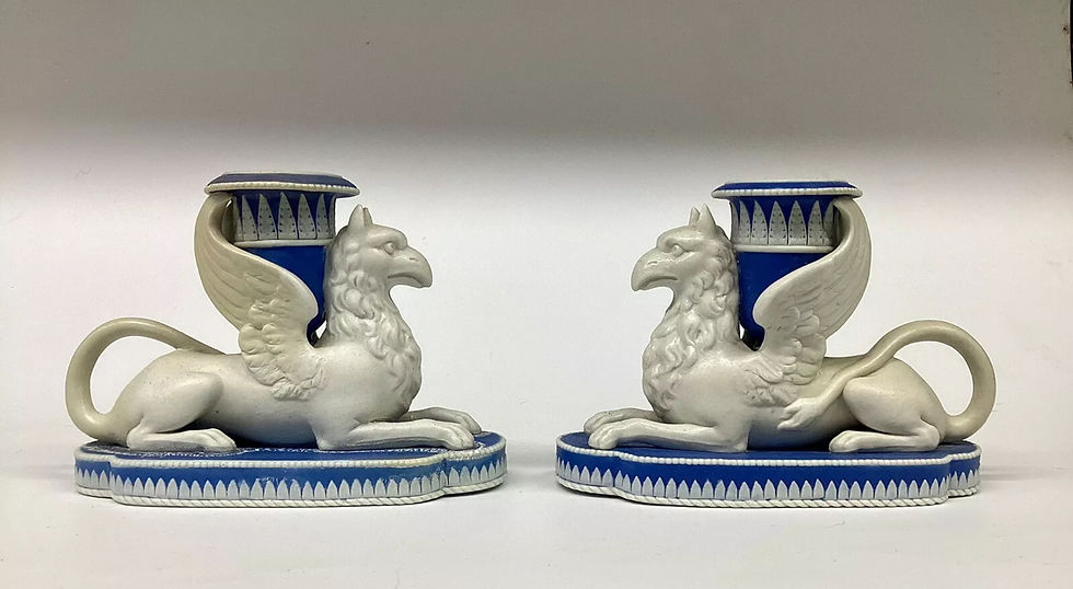 Thumbnail: Rare Georgian Spode Griffin Chambersticks