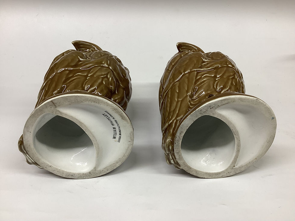 Thumbnail: Pair of Antique Novelty Owl Oil Lamps