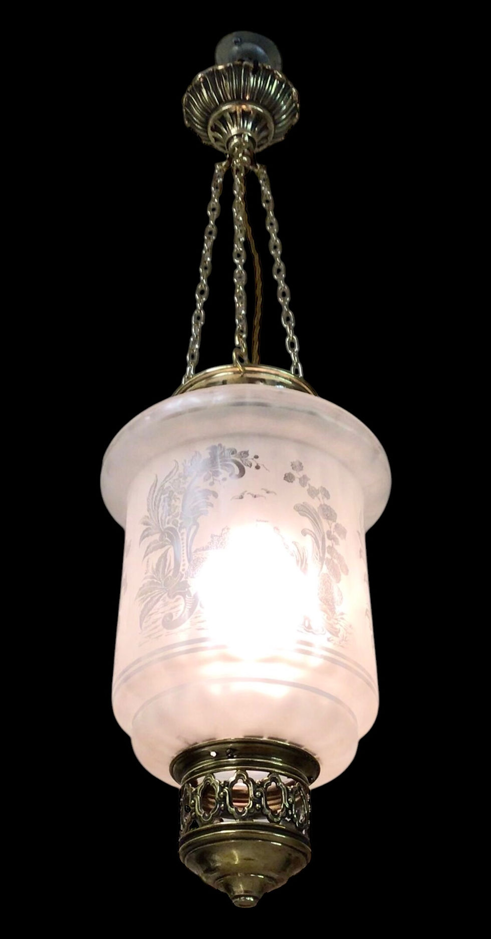 Thumbnail: Antique Bell Jar Lantern, Hundi Pendant Light Fitting, Hanging Hall Lantern.
