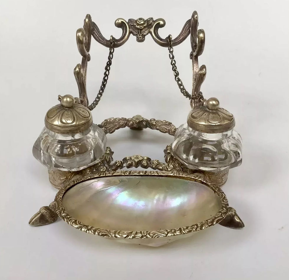 Thumbnail: Antique Palais Royal Double Ink Well & Pen Stand