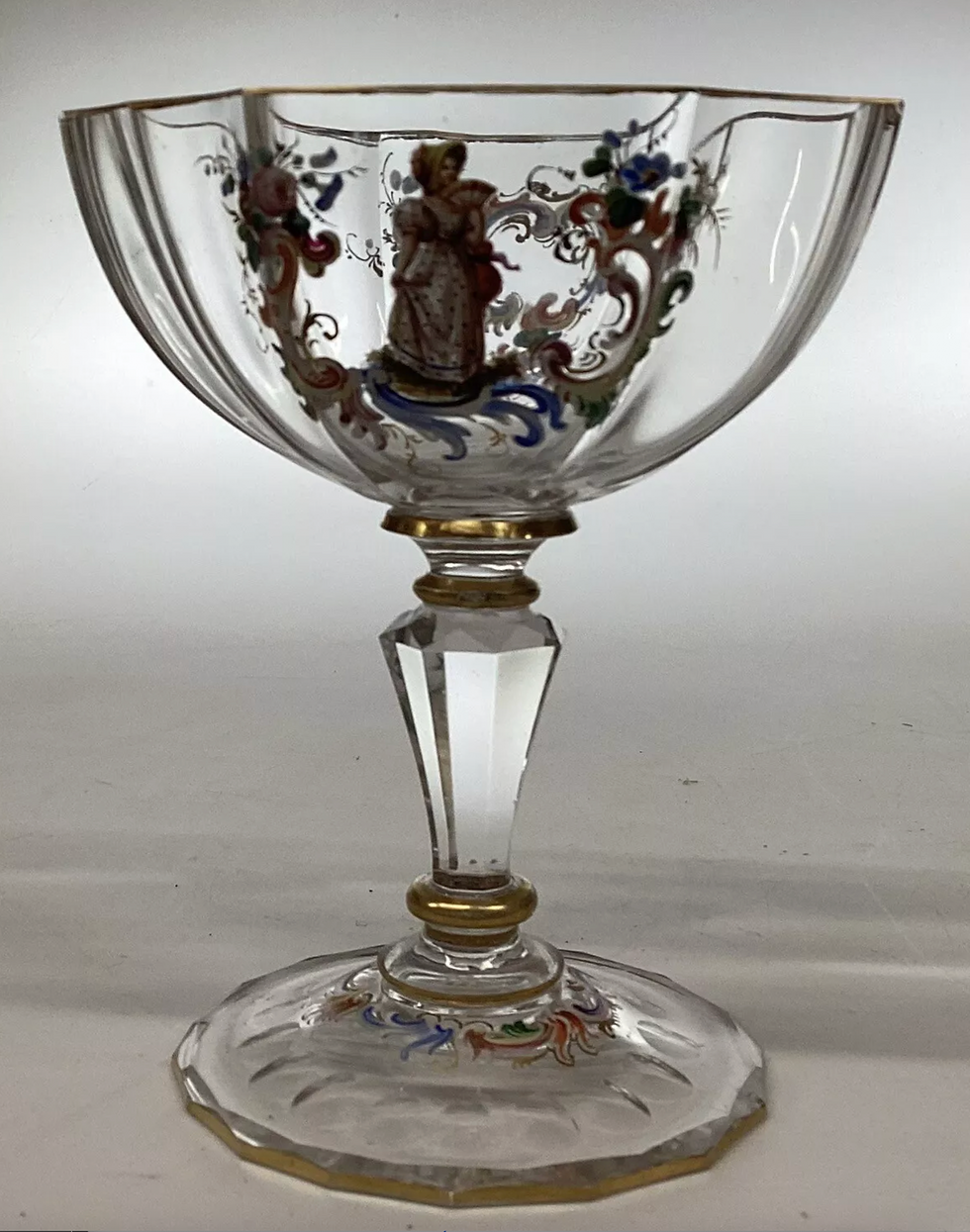 Lobmeyr Enamelled Champagne Glass Quatrefoil Glass