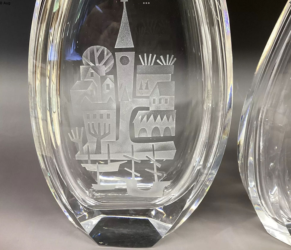 Thumbnail: Mid Century Hadeland Glass Vases a Pair Scandi Glass Vases 1965