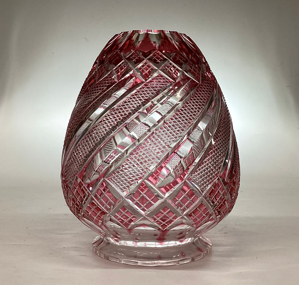 Thumbnail: Bohemian/French Acorn Pendant Light Cranberry Cut To Clear Hand Cut RARE