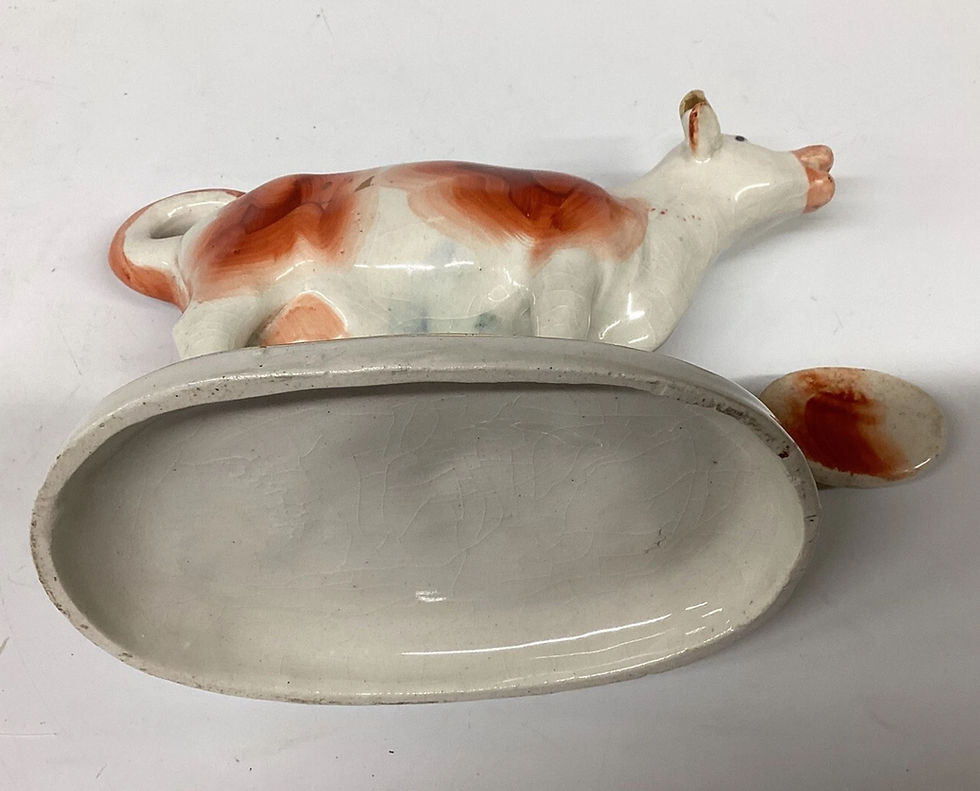 Thumbnail: Antique Staffordshire Cow Creamer Gilded Horns