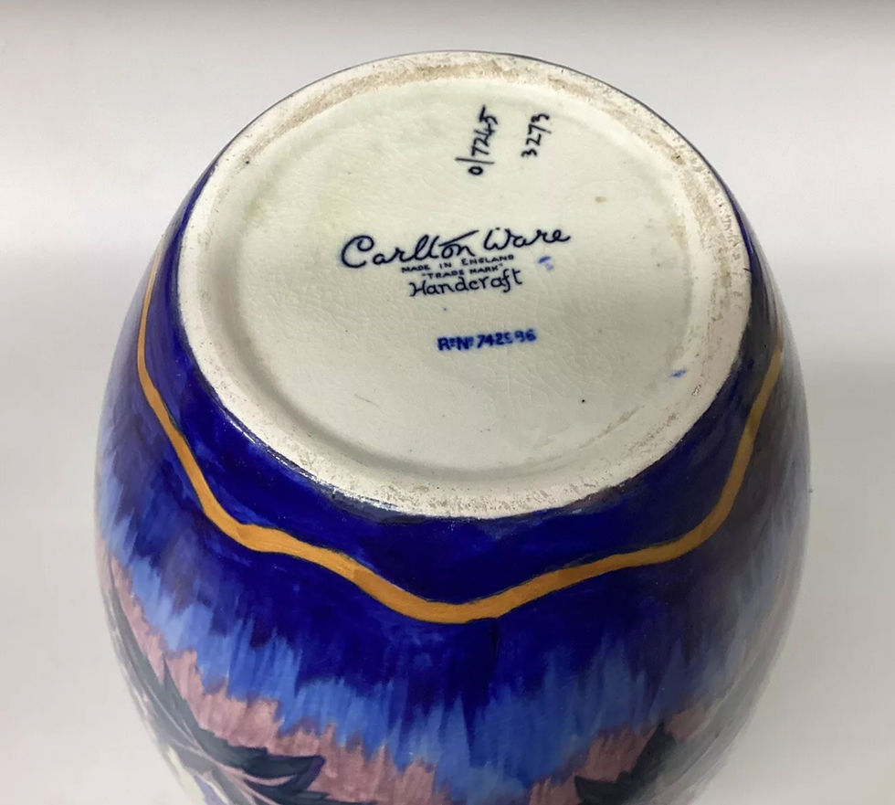 Thumbnail: Carlton Ware Handcraft Vase Large Art Deco Delphinium Pattern