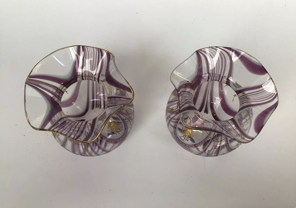 Thumbnail: Antique Thomas Webb Glass Filamentosa Vases