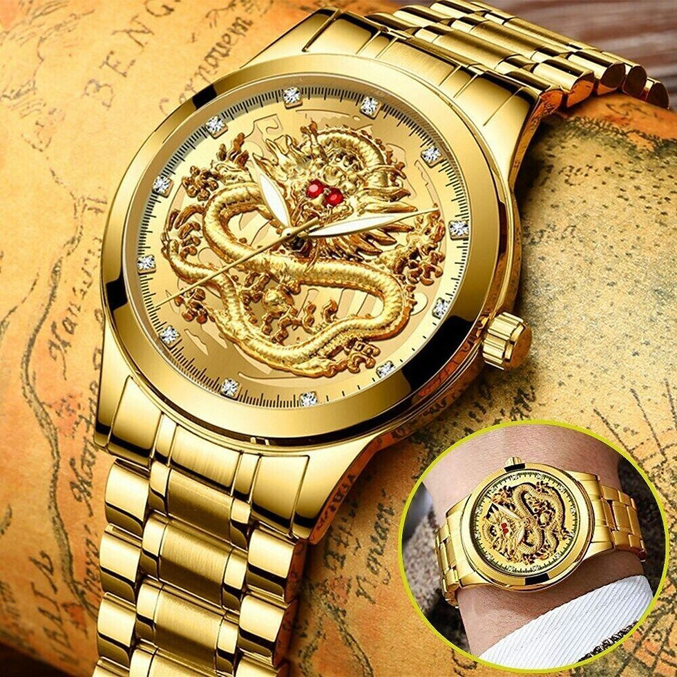 Miniatura: Business Gift Waterproof Gold Men's Diamond Quartz Watch Classic Stainless Steel
