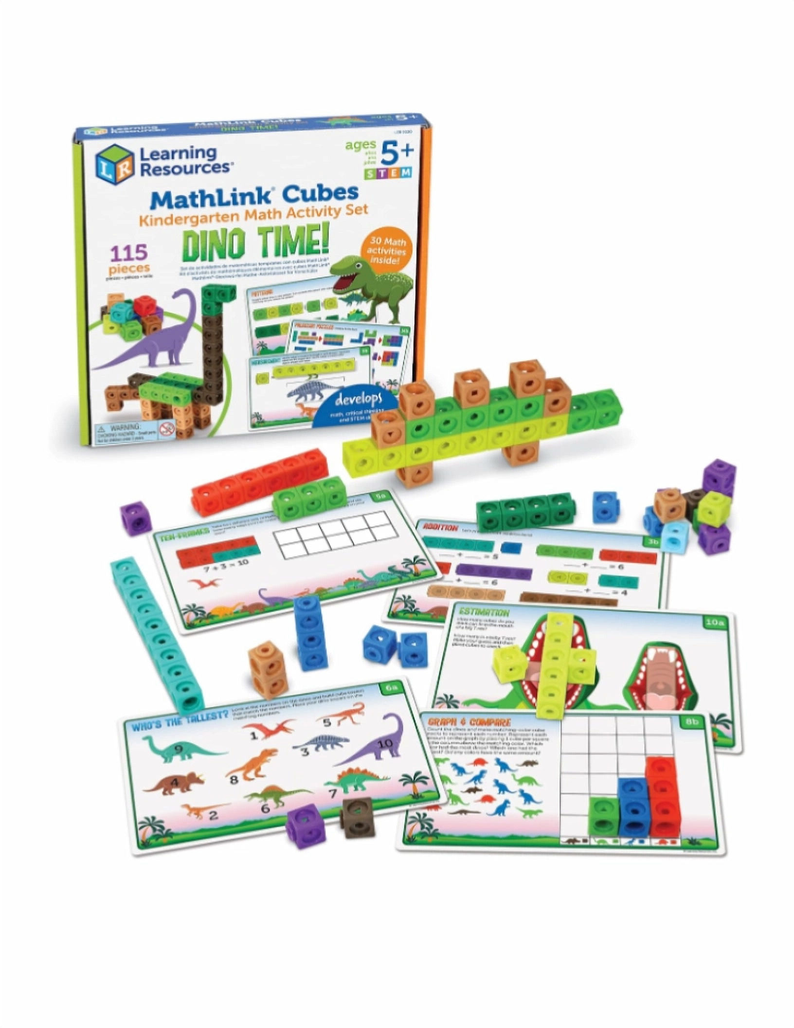 MathLink® Cubes Kindergarten Math Activity Set: Dino Time!