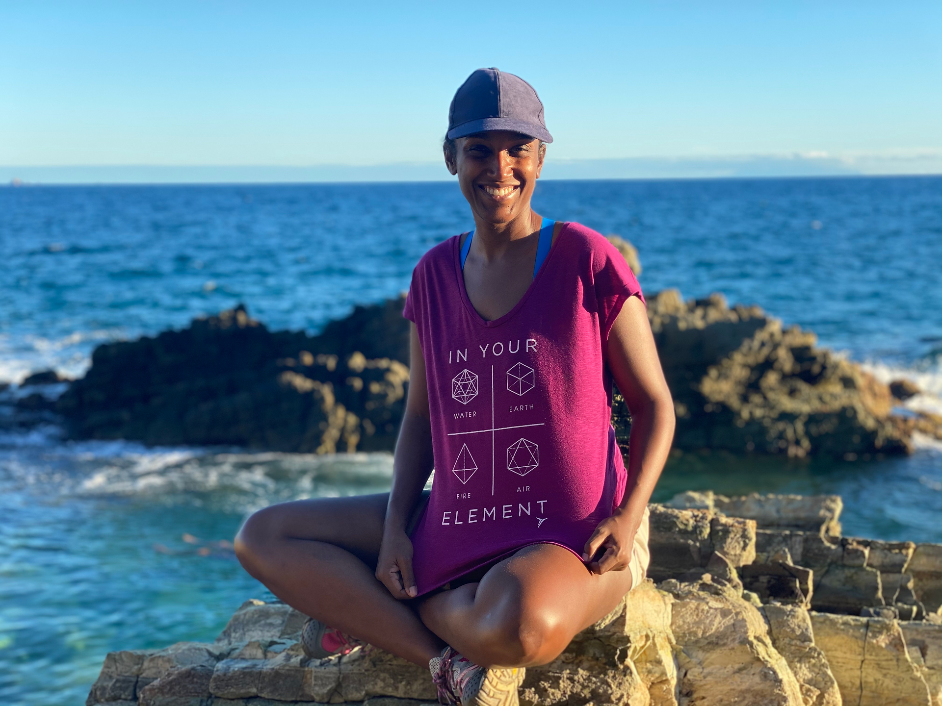 girl with a tshirt in your element at the beach