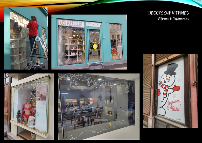 décors vitres, décors magasins, commerces, vitrines, posca