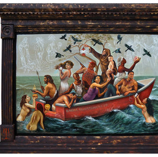 Ship of Fictions (2019), oil on panel by Patrick McGrath Muñiz