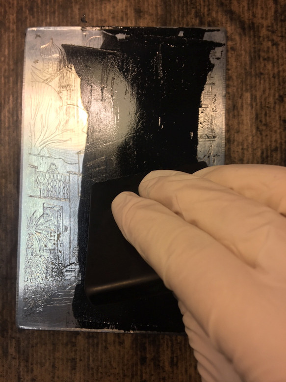 black ink on zinc plate