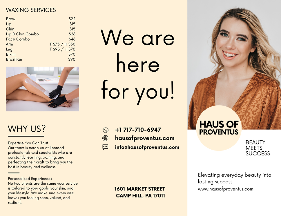 Haus of Proventus Service Menu