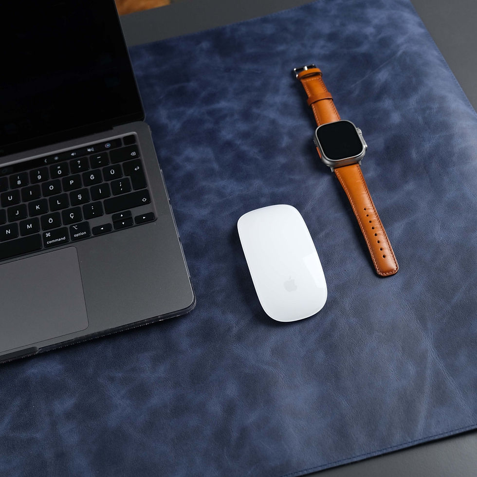 Thumbnail: Jersey Navy Blue Leather Desk Pad for Office and H