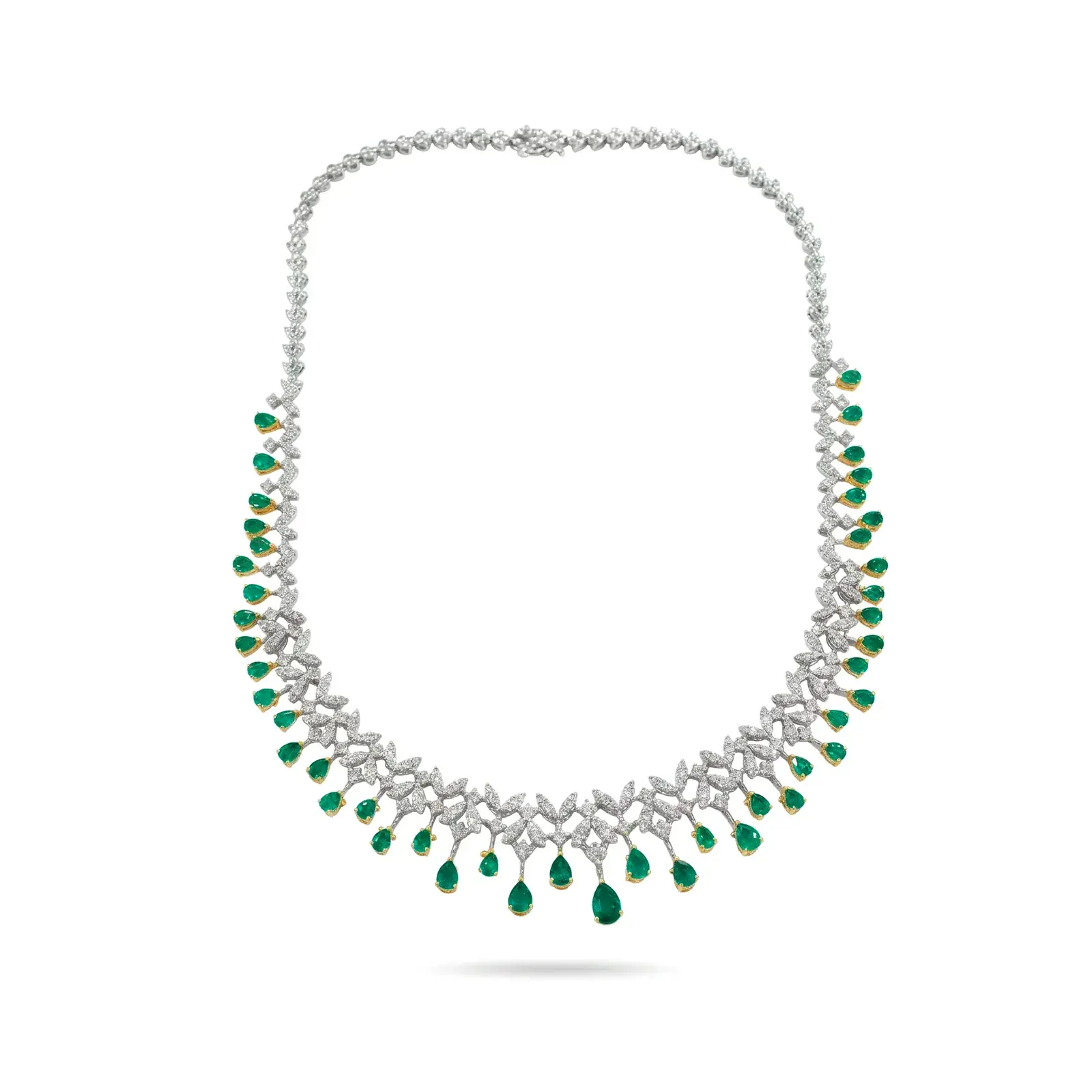 Collar Privé – Hojas de Esmeraldas y Diamantes