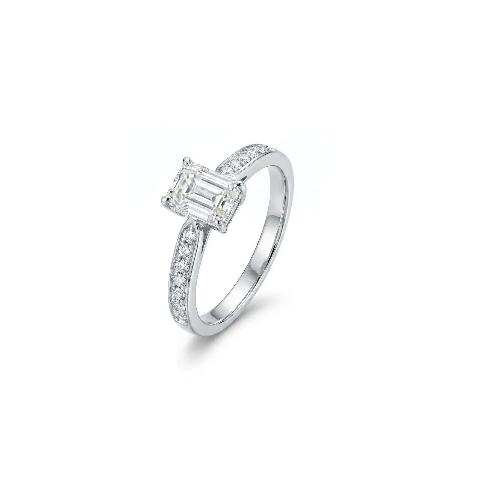 Anillo Fiancés – Solitario Esmeralda en Platino