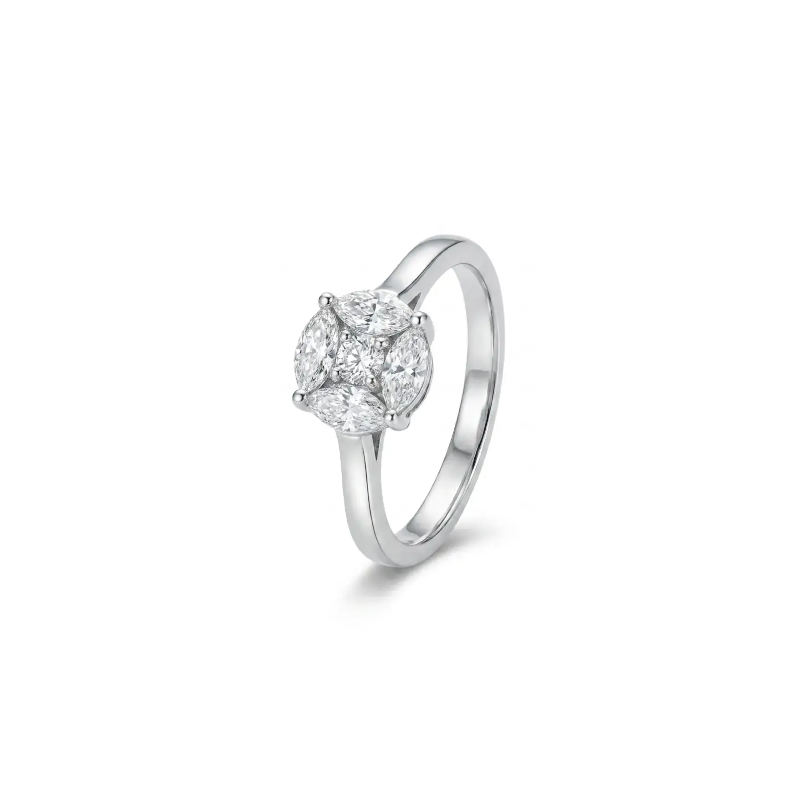 Anillo Fiancés – Solitario Pizza en Oro Blanco