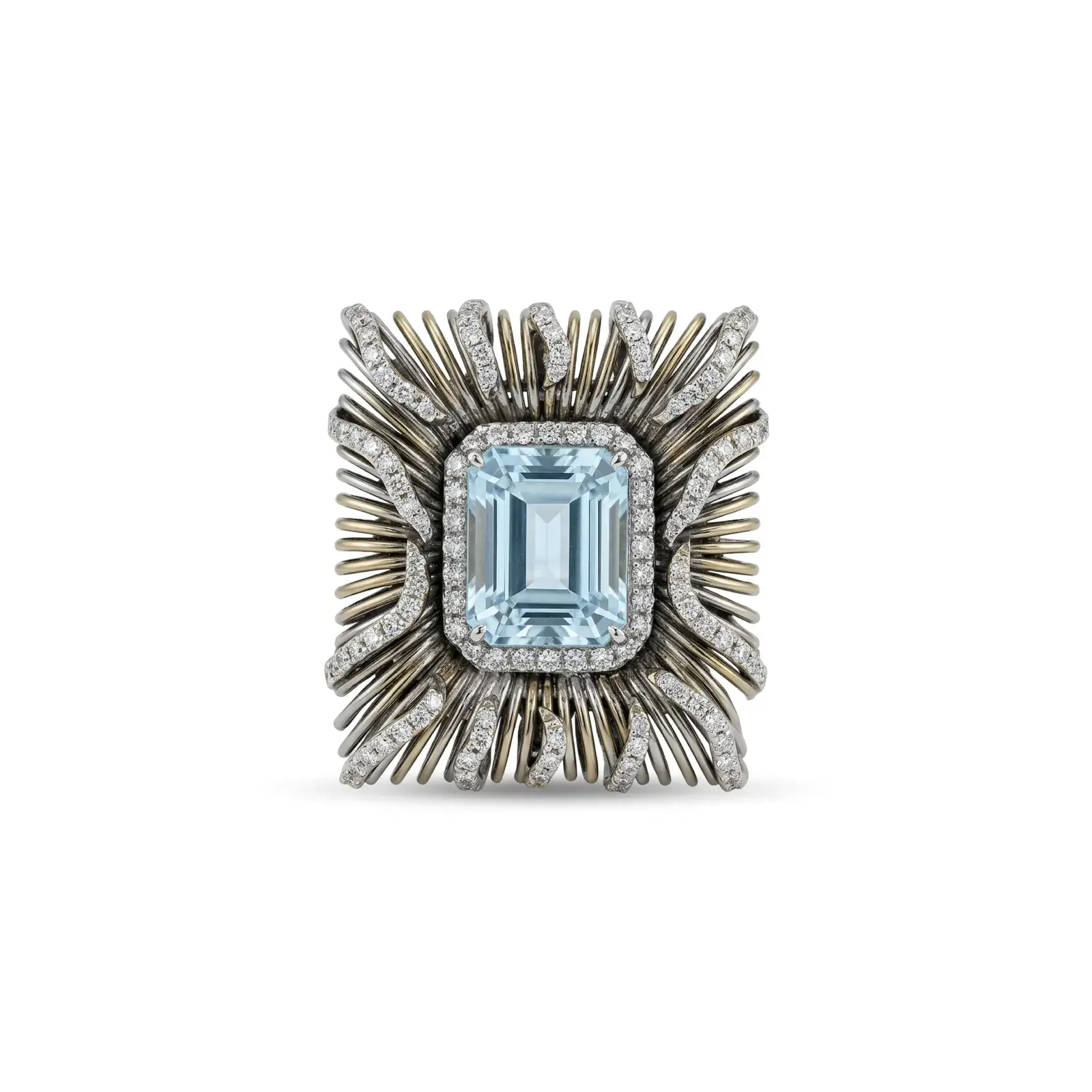 Anillo Bruxelles – Aguamarina Rectangular en Oro Blanco