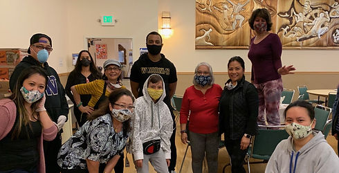 Filipino Community of Seattle staff and volunteers with Doug Baldwin providing crucial mea