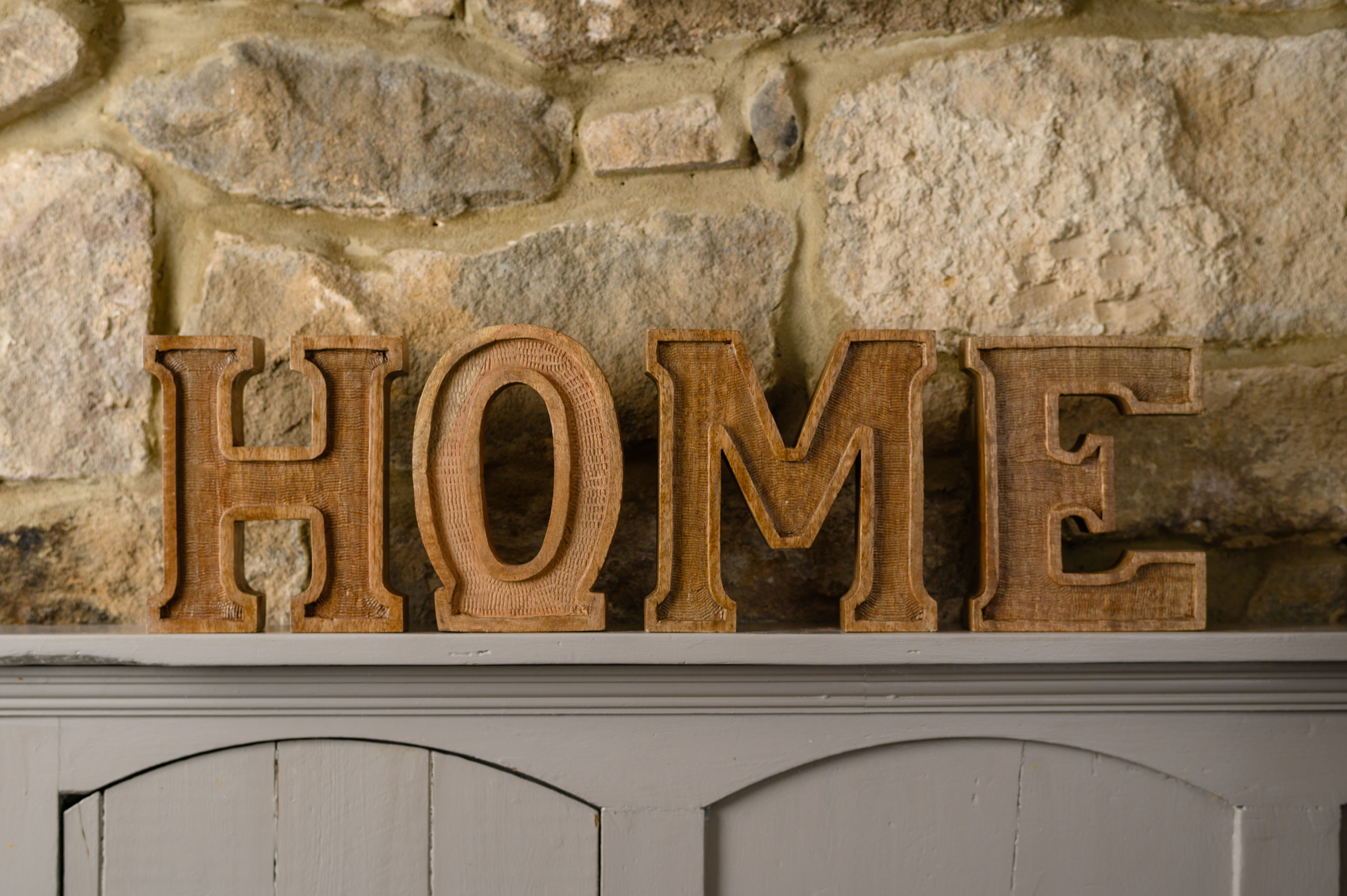 Wooden Hand Carved HOME Letters