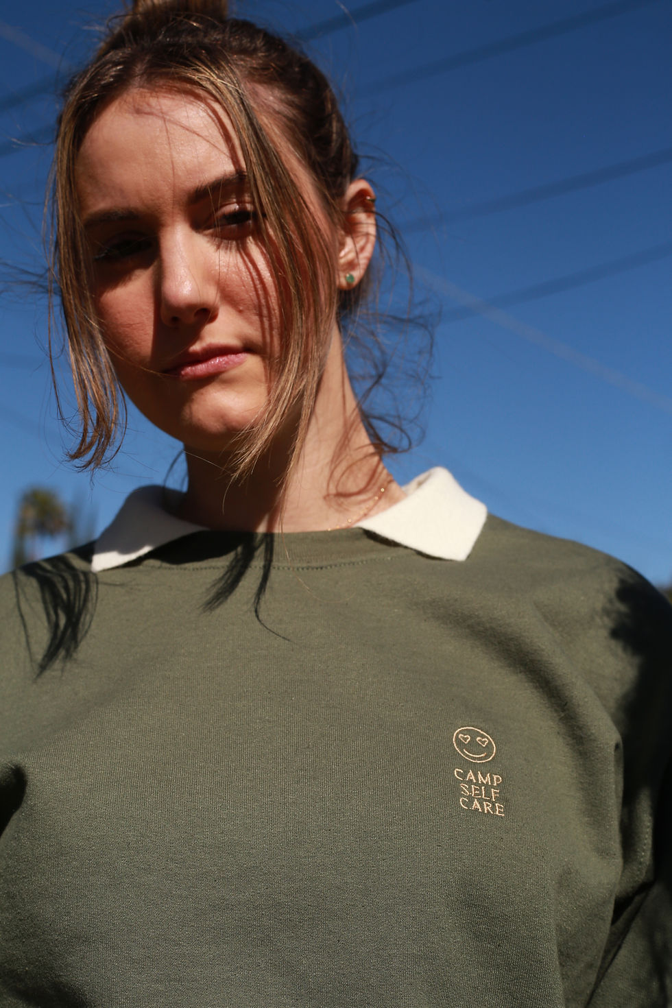 Thumbnail: Heart-Eyes Camp Crewneck (Olive)