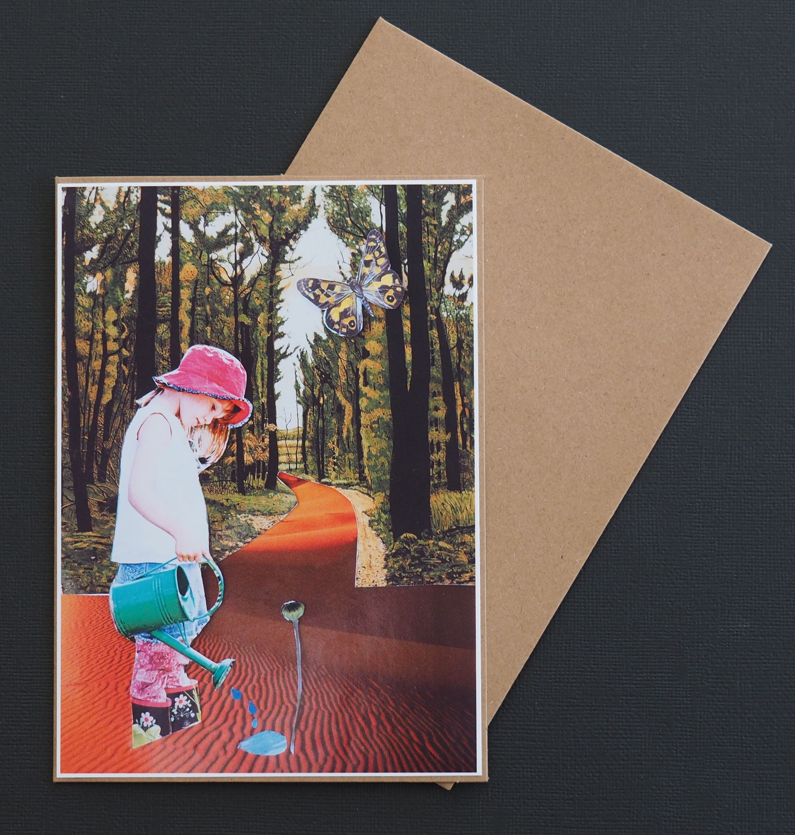 Hand Made Collage Card - Butterfly Effect