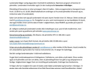 Velkommen til Landsmøte og konserten "Vårslipp"!