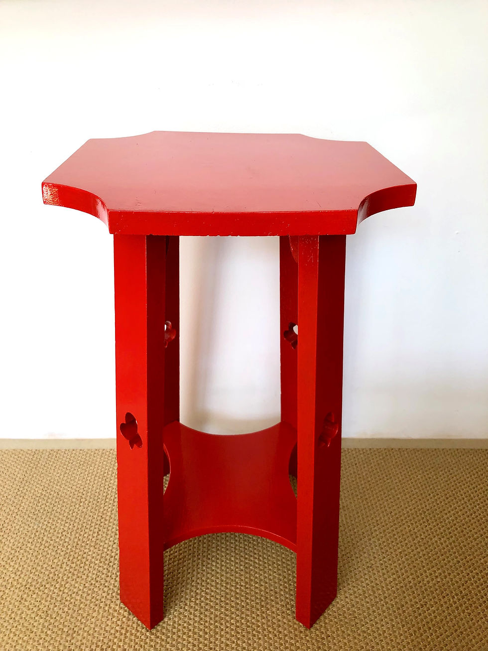 Thumbnail: Arts and Crafts Two Tier Side Table - hand painted True Red
