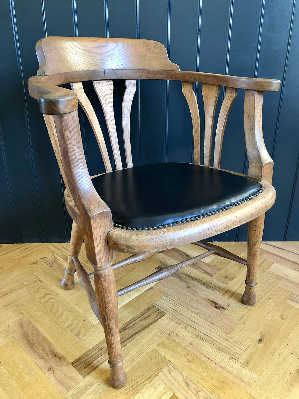 Thumbnail: Edwardian Oak Captain's Desk Chair